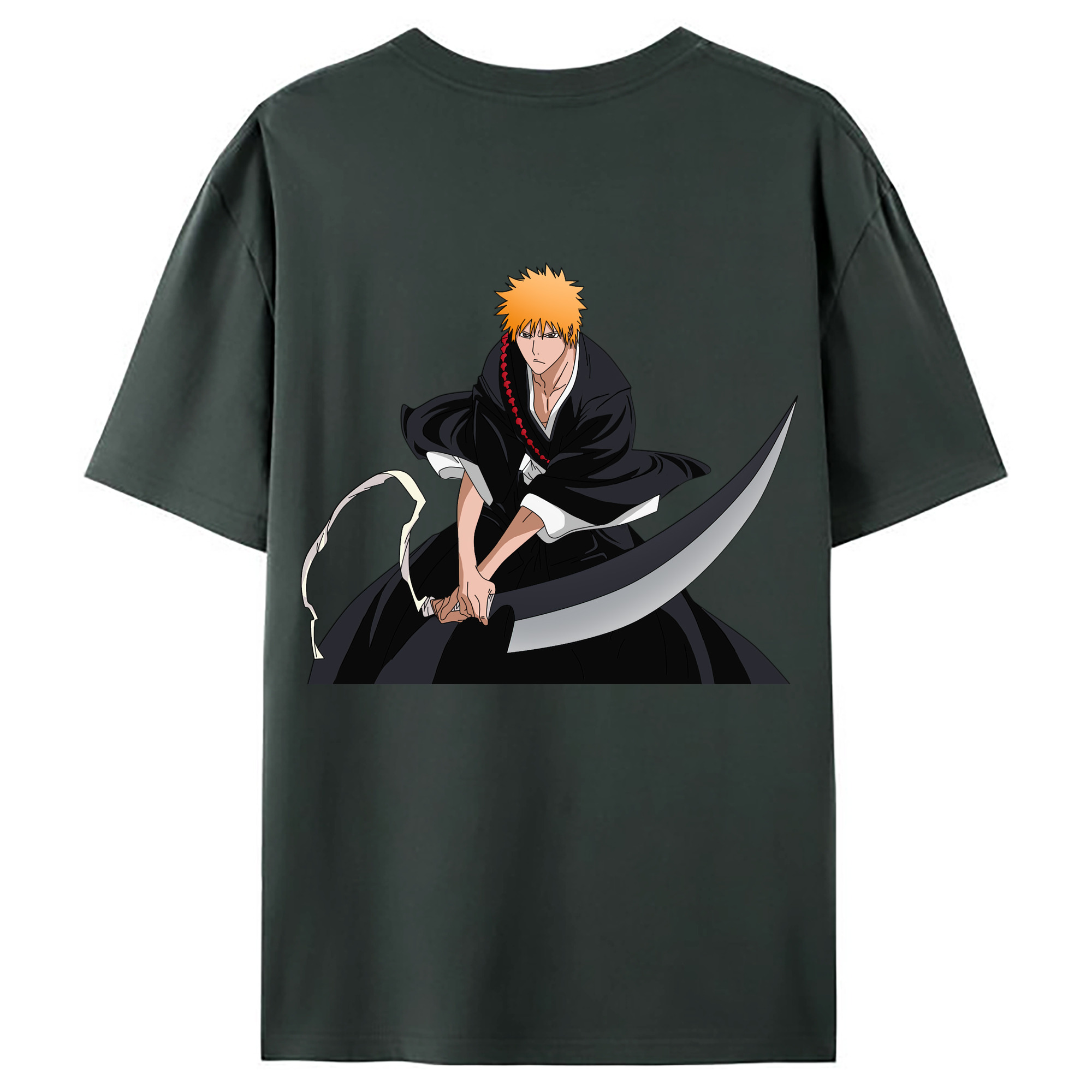 （画像用） ブリーチ 黒崎一護（くろさき いちご）BLEACH Kurosaki Ichigo 綿100％ メンズ半袖Tシャツ（バックプリント） 通気性
